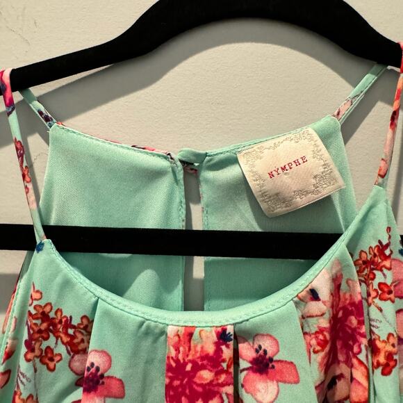 NYMPHE - Romantic Beachy Green Floral Dress | Size L - Picture 3 of 15